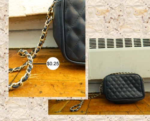 Navy Quilted Chain Link Purse